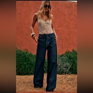 Zara Flowy Faux Denim Pants
